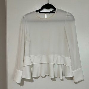 Zara White Peplum Top - Size M